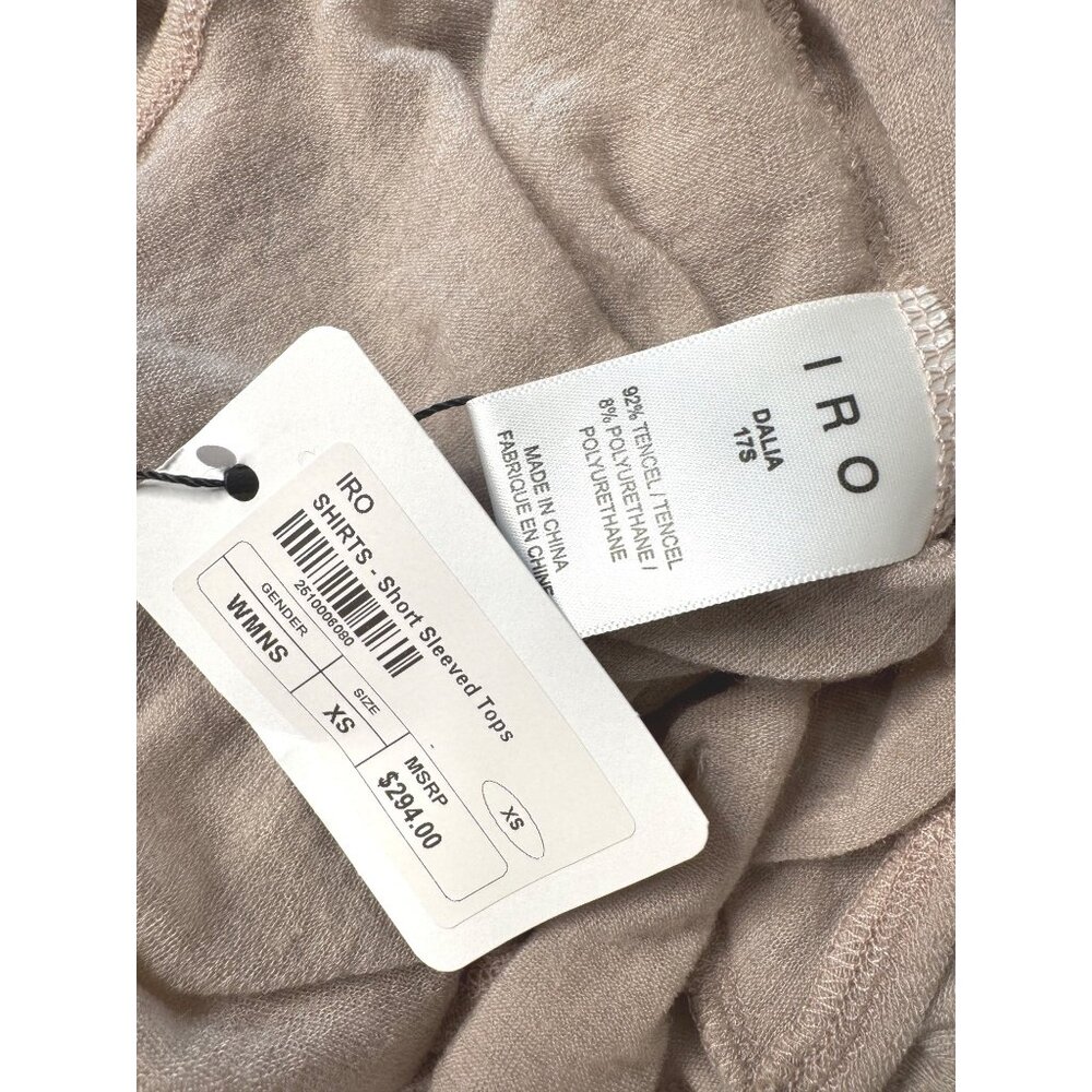 IRO Dalia Ruffle Pink Sand Size XS Oversized Semi Sheer $294 Blouse - Picture 7 of 15